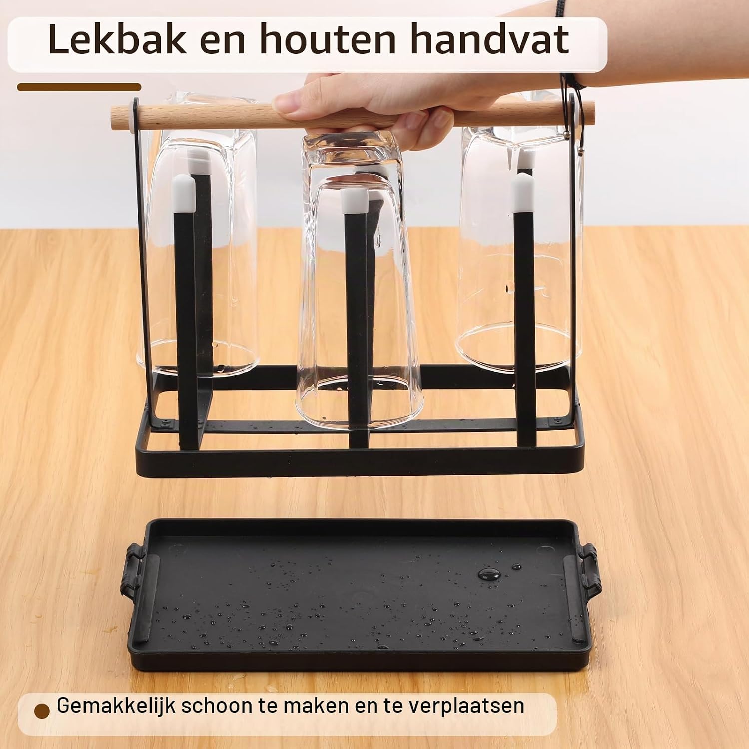 Detalle 2 de DUNSOO DS0001 metalen flessen- en bekerhouder voor 6 flessen