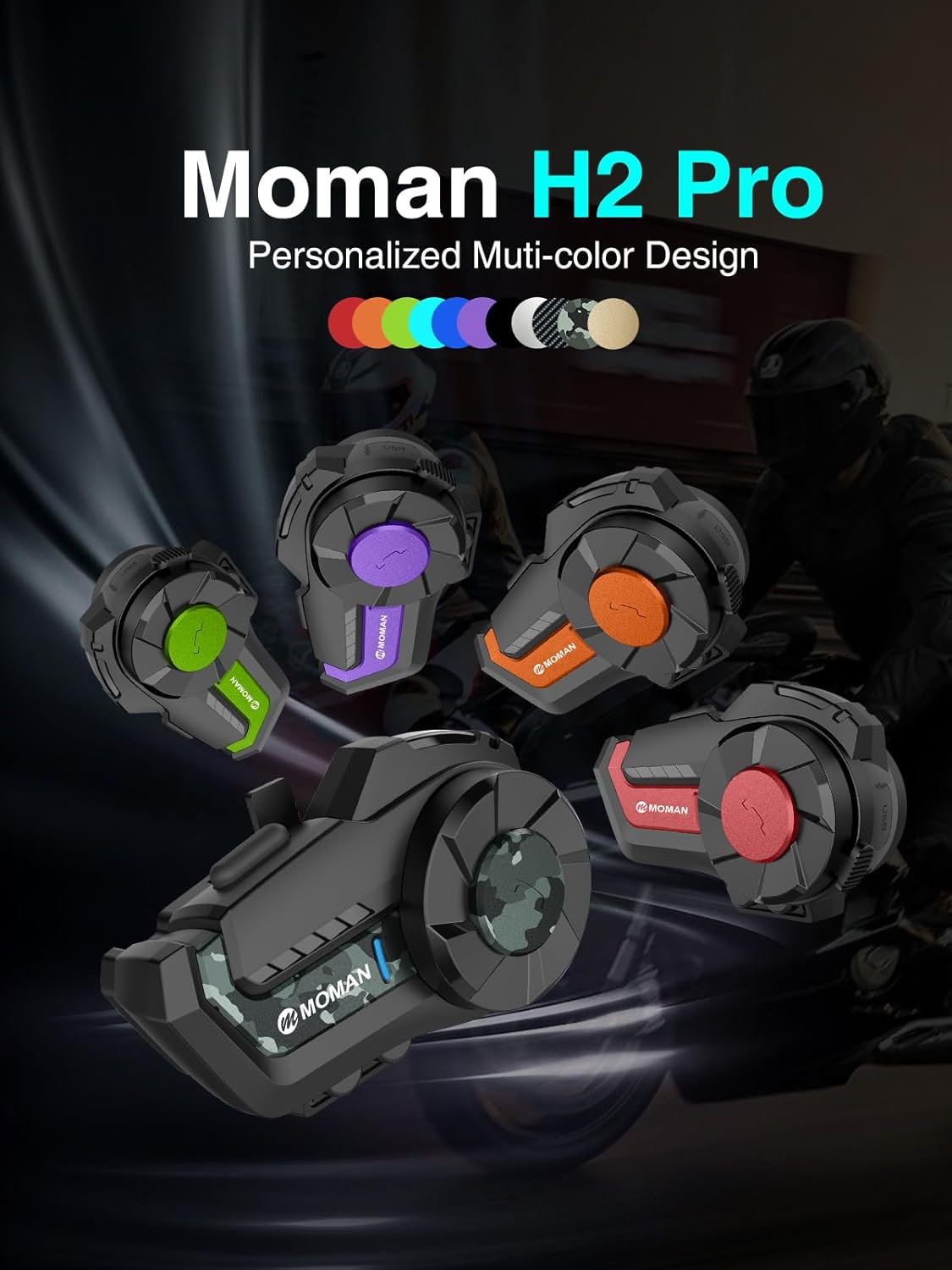 Detalle 2 de Moman H2Pro Intercomunicador Casco 1000 m