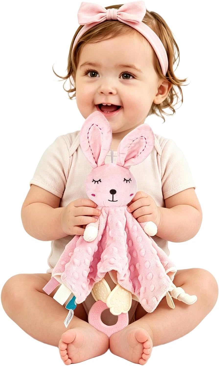 Thumbnail 6 de ZIGJOY Baby Comforter Blanket Muslin Cotton Bunny Lovey (Pink) – Soft Security Blanket for Baby, 11 x 11 inches