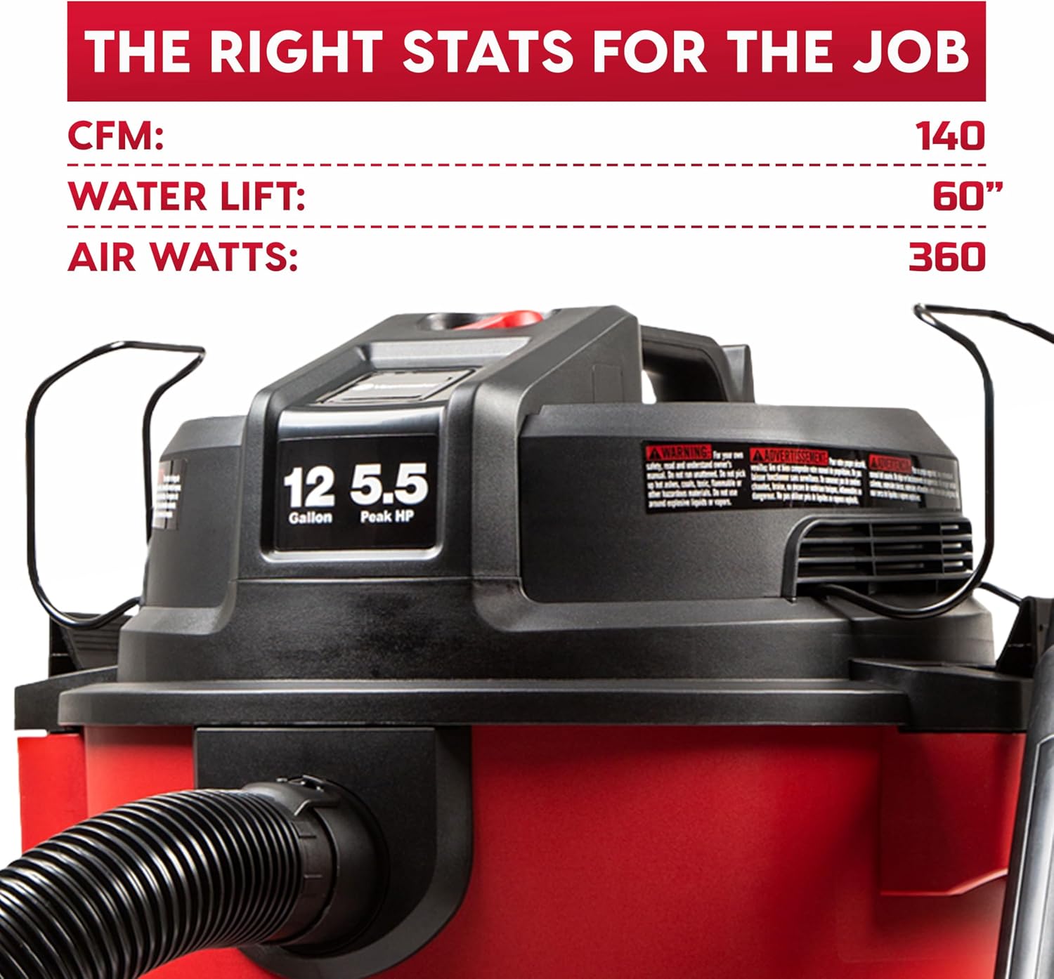 Detalle de Vacmaster VJH1211PF 1101 Wet/Dry Vac, 12-Gallon, 5.5 Peak HP