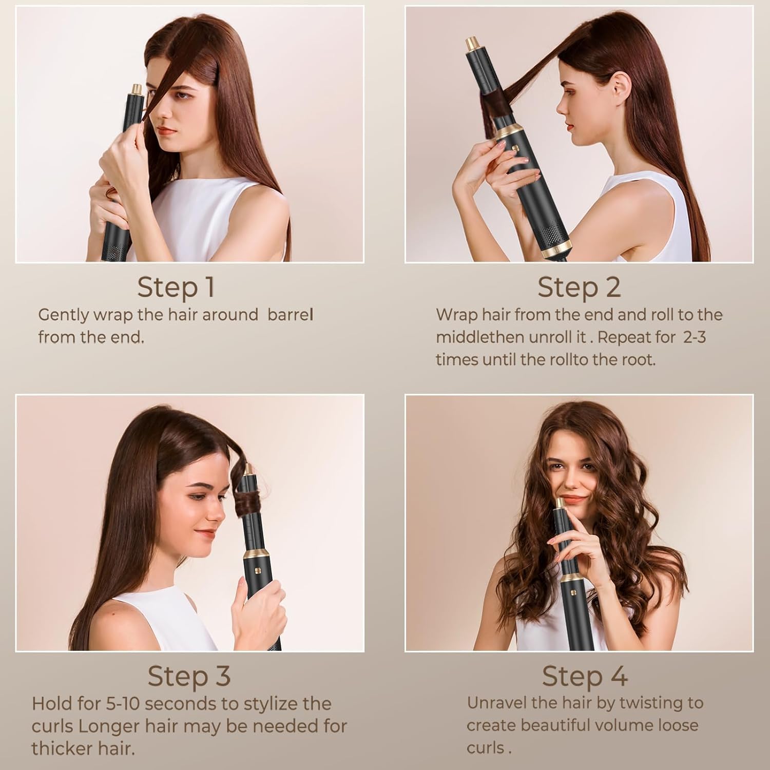 Thumbnail 6 de UKLISS Hairstyler 5 in 1 Airbrush Haarstyler – Pro Air Styler Set, 1000 W, Schwarz-Gold