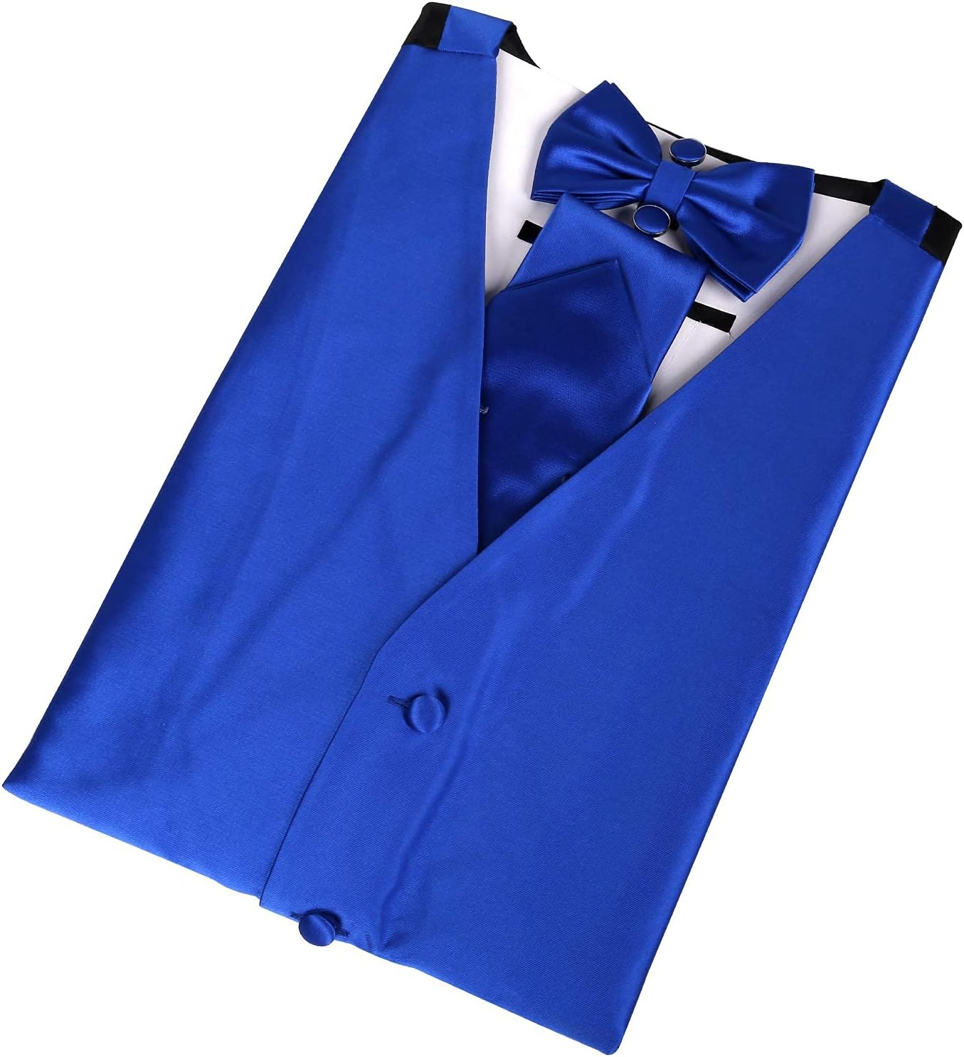 Thumbnail 4 de Alizeal Mens Classic 5 Pcs Solid Colour Satin Suit Vest Set