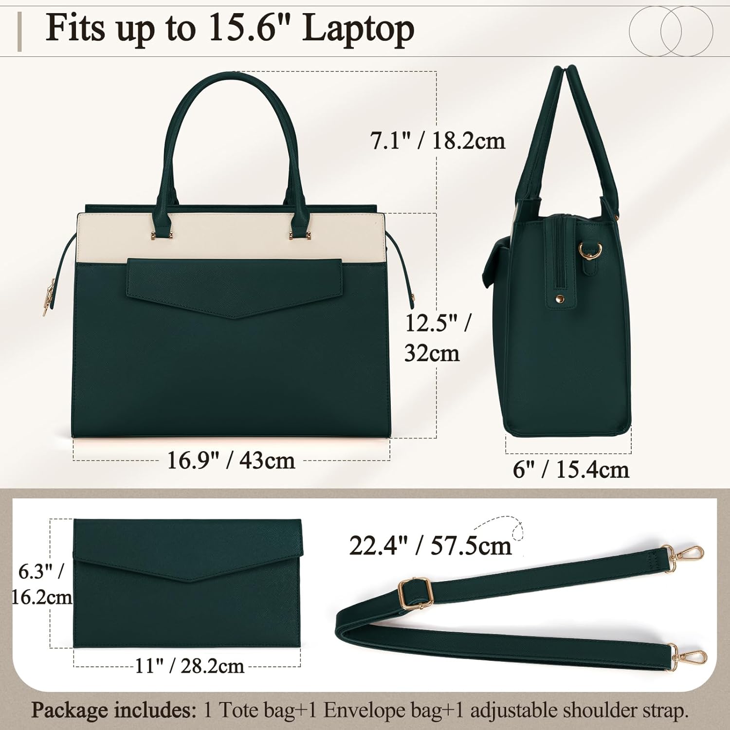 Detalle de RAINSMORE Borsa porta PC Donna Grande - Tote 2in1 in pelle PU impermeabile, 15.6