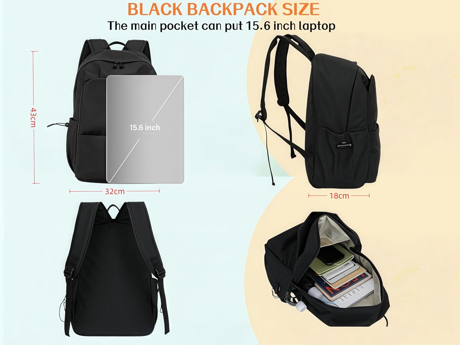 Detalle de FSRONGXI Girls School Backpack – 24L Lightweight Waterproof Daypack for Teens and Adults