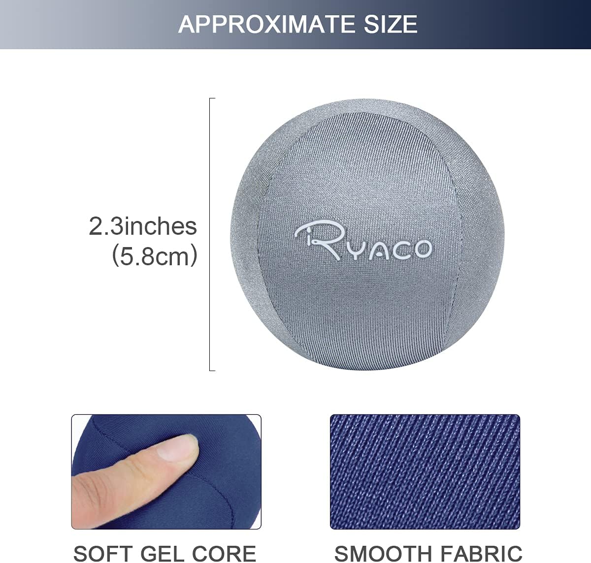 Detalle de RYACO Gel-Stressball Duo: 2er-Set für Erwachsene, 5,8 cm Durchmesser