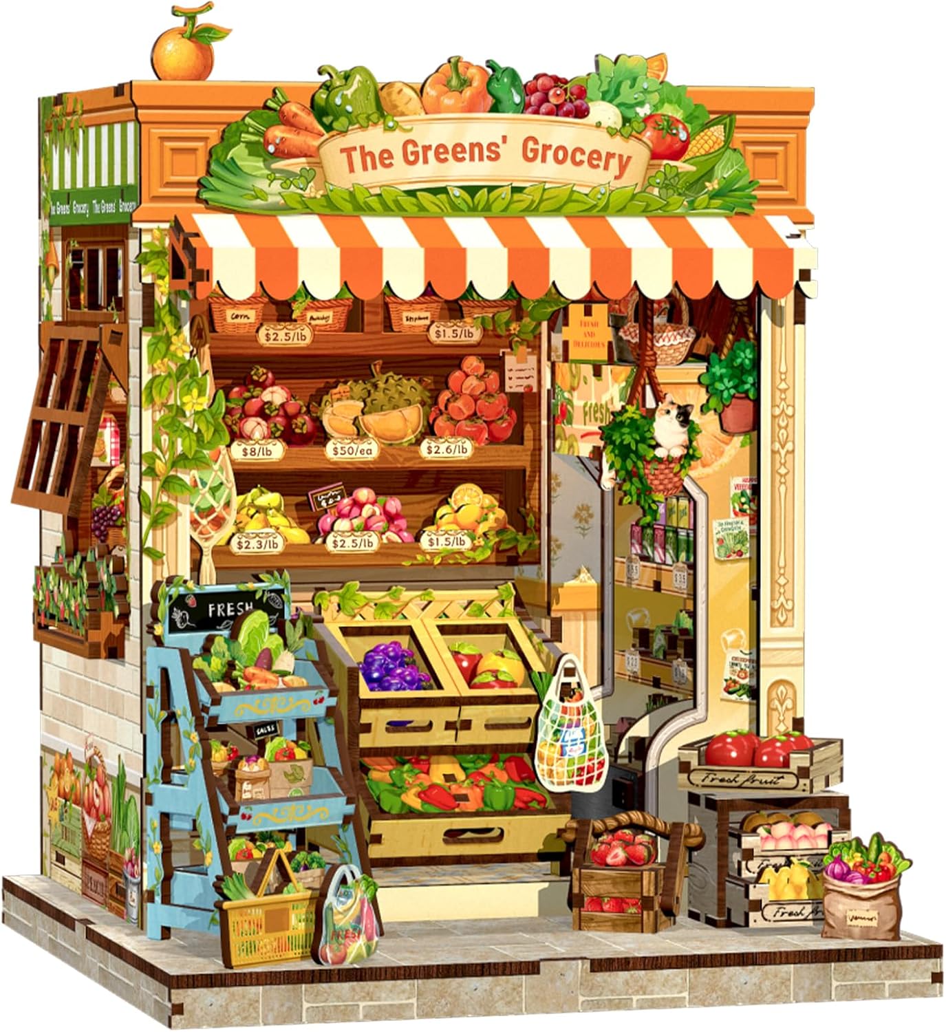 Detalle de CUTEBEE Book Nook – Puppenhaus Kit ‚The Greens' Grocery‘, 3D Holz-Bausatz als tragbare Miniatur-Bookend-Dekoration
