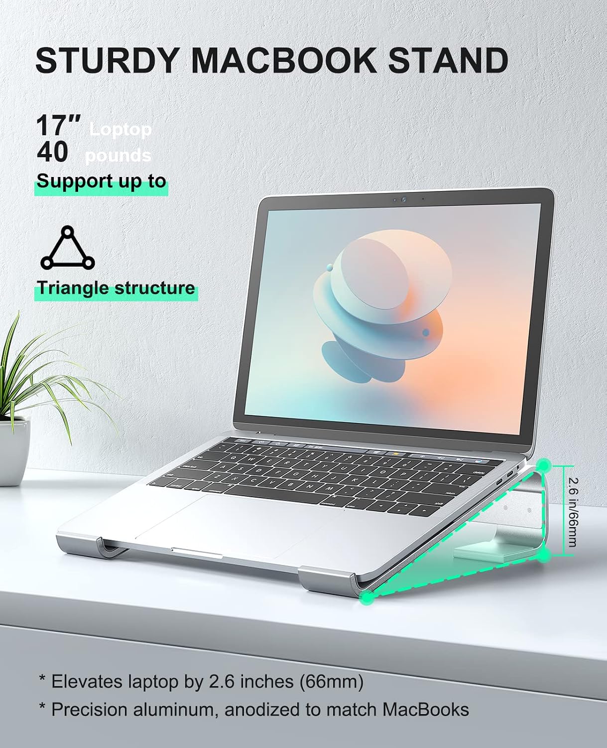 Detalle 2 de Soqool Laptop Ständer Ergonomisch 10–17 Zoll