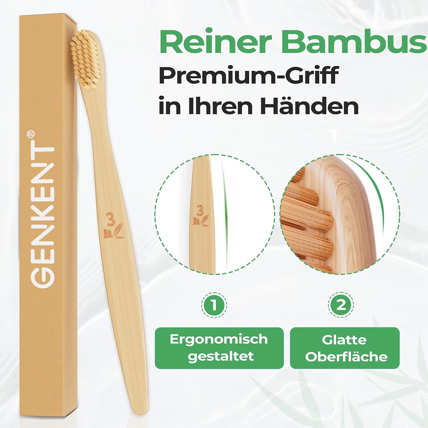 Thumbnail 4 de GENKENT Bambus-Zahnbürste – Umweltfreundlich, BPA-frei, weiche Borsten, 12er Set
