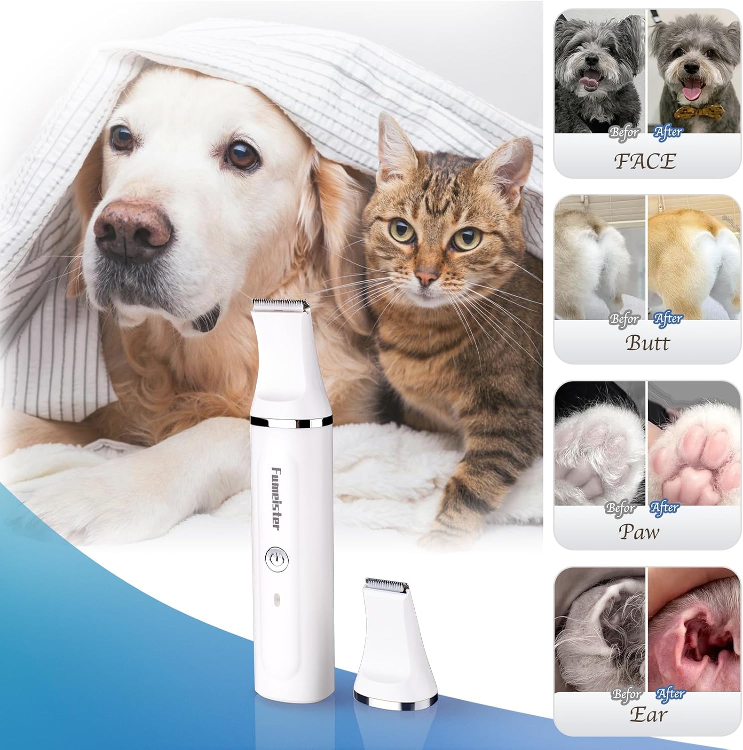 Thumbnail 2 de Fumeister Cordless Dog Clippers for Grooming (White) – Quiet, Waterproof, USB Type‑C Rechargeable