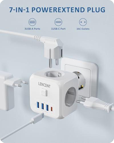 Detalle 2 de LENCENT Cubo Enchufe USB 7 en 1 4000W