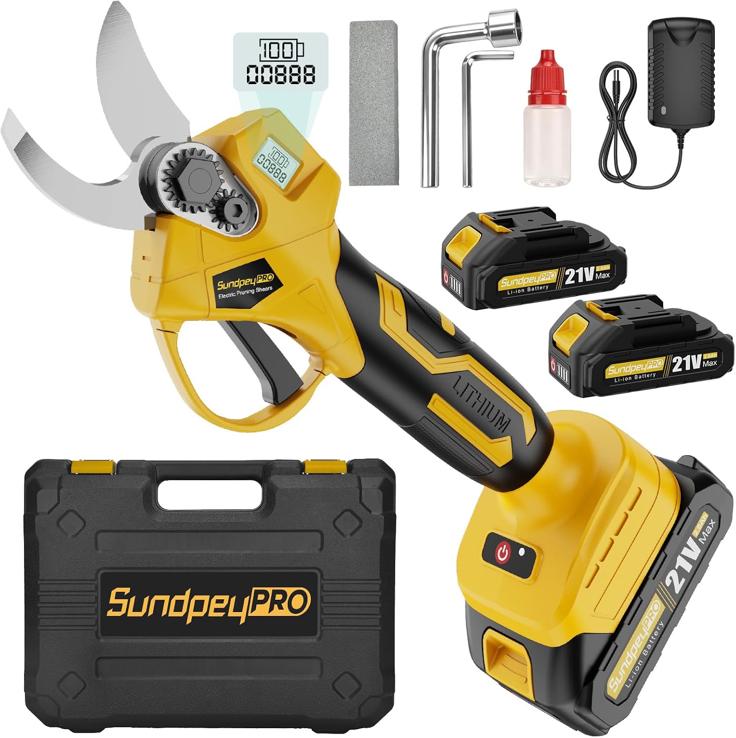 SundpeyPRO Forbici Potatura Elettriche: doppia batteria, taglio fino a 30 mm, motore brushless
