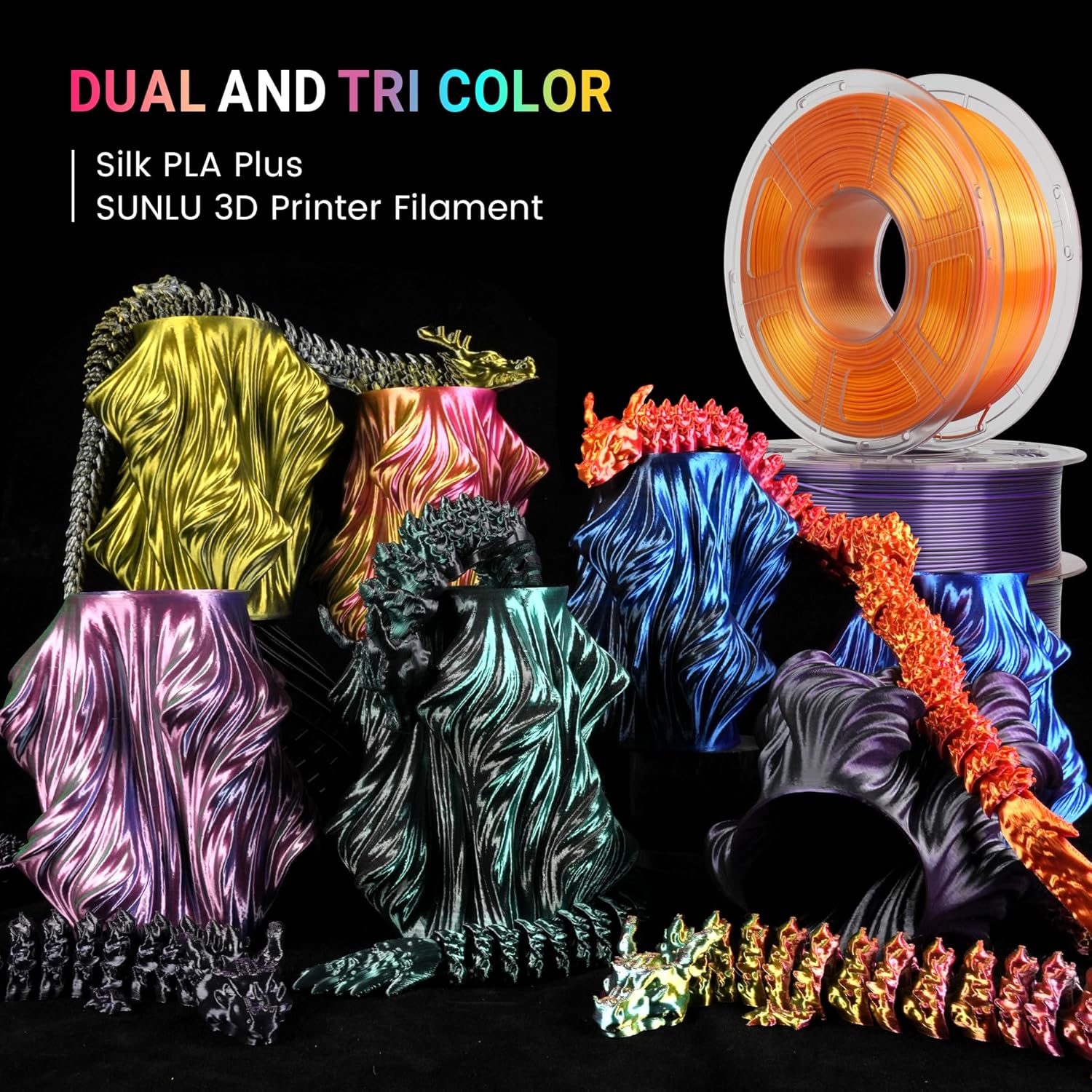 Thumbnail 8 de SUNLU Silk PLA Plus 3D Filamento 🌈 Doble Color 1.75mm 1kg