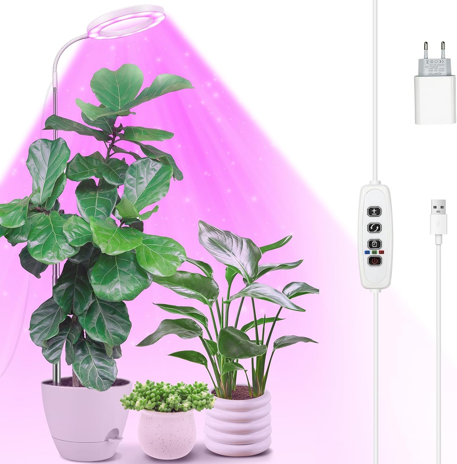 Detalle de INTERESTIME INT-PL160-W1 LED-plantenlamp, 72 leds, volledig spectrum en timer
