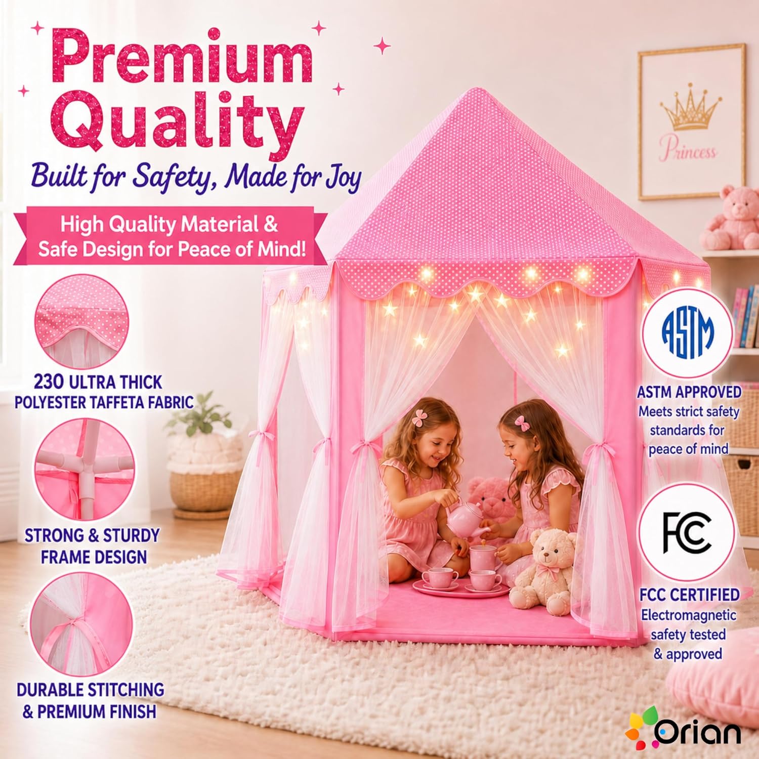 Thumbnail 3 de ORIAN Princess Castle Play Tent 55" ⛺