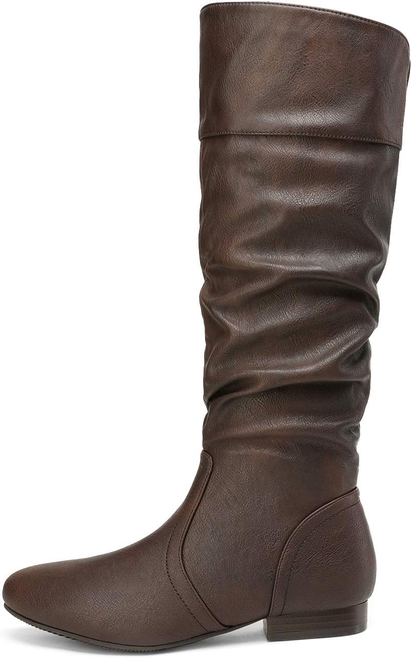 Detalle 2 de DREAM PAIRS 38599-BLVD-8W-BLACK PU-SZ-8 Knee-High Slouch Boots, Faux-Fur Lined