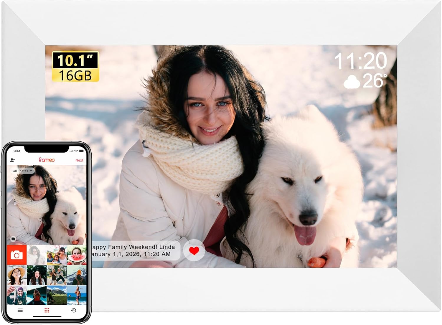 Frameo Digitaler Bilderrahmen 10,1 Zoll WLAN