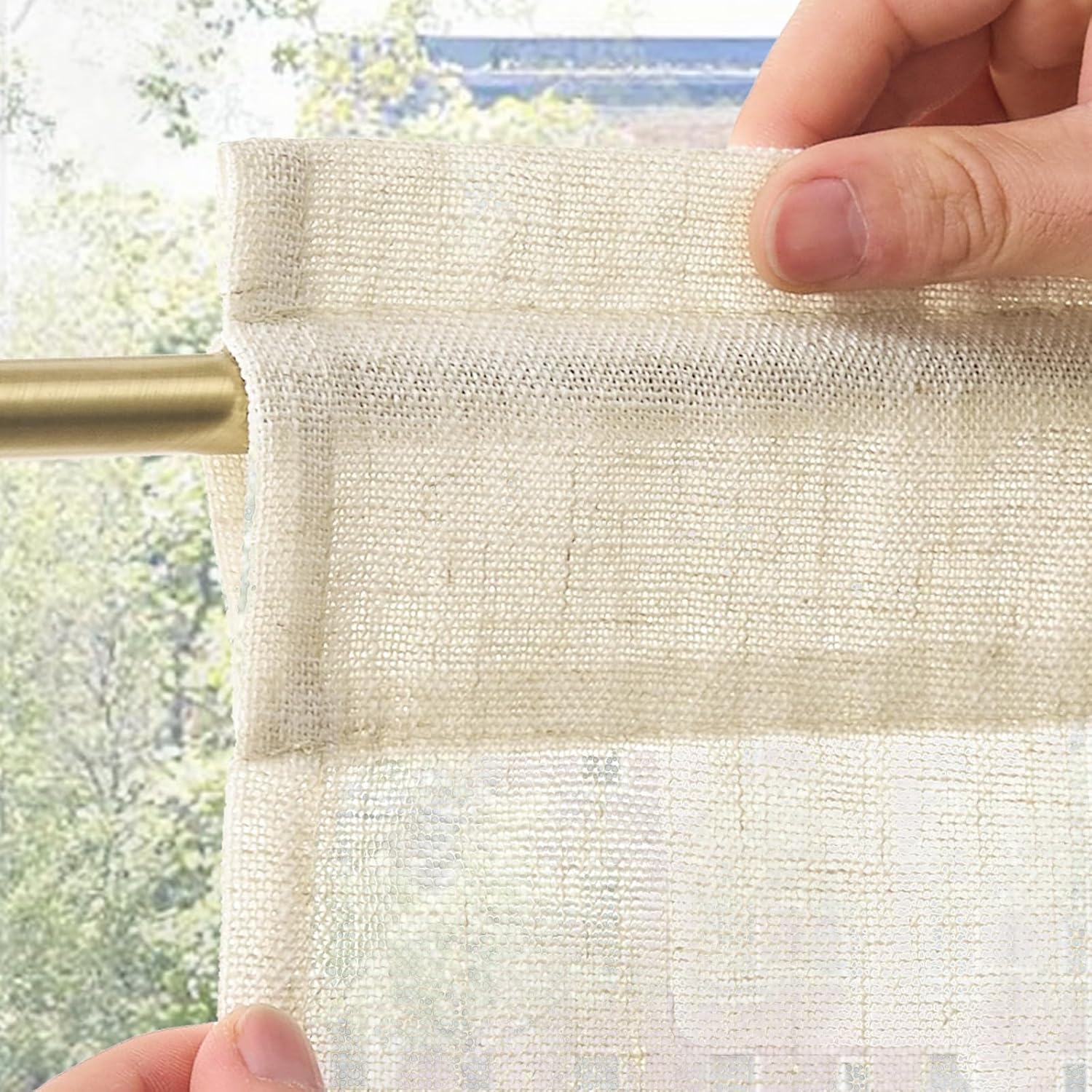 Thumbnail 5 de TOPICK Rideau Cuisine Petit Rideaux Court Moderne – Lot de 2 beige 65 x 90 cm