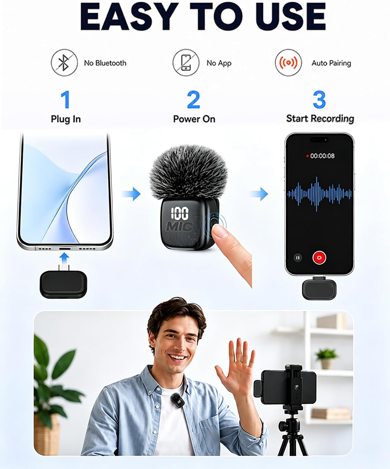 Detalle de Wireless Lavalier Microphone with Magnetic Clip