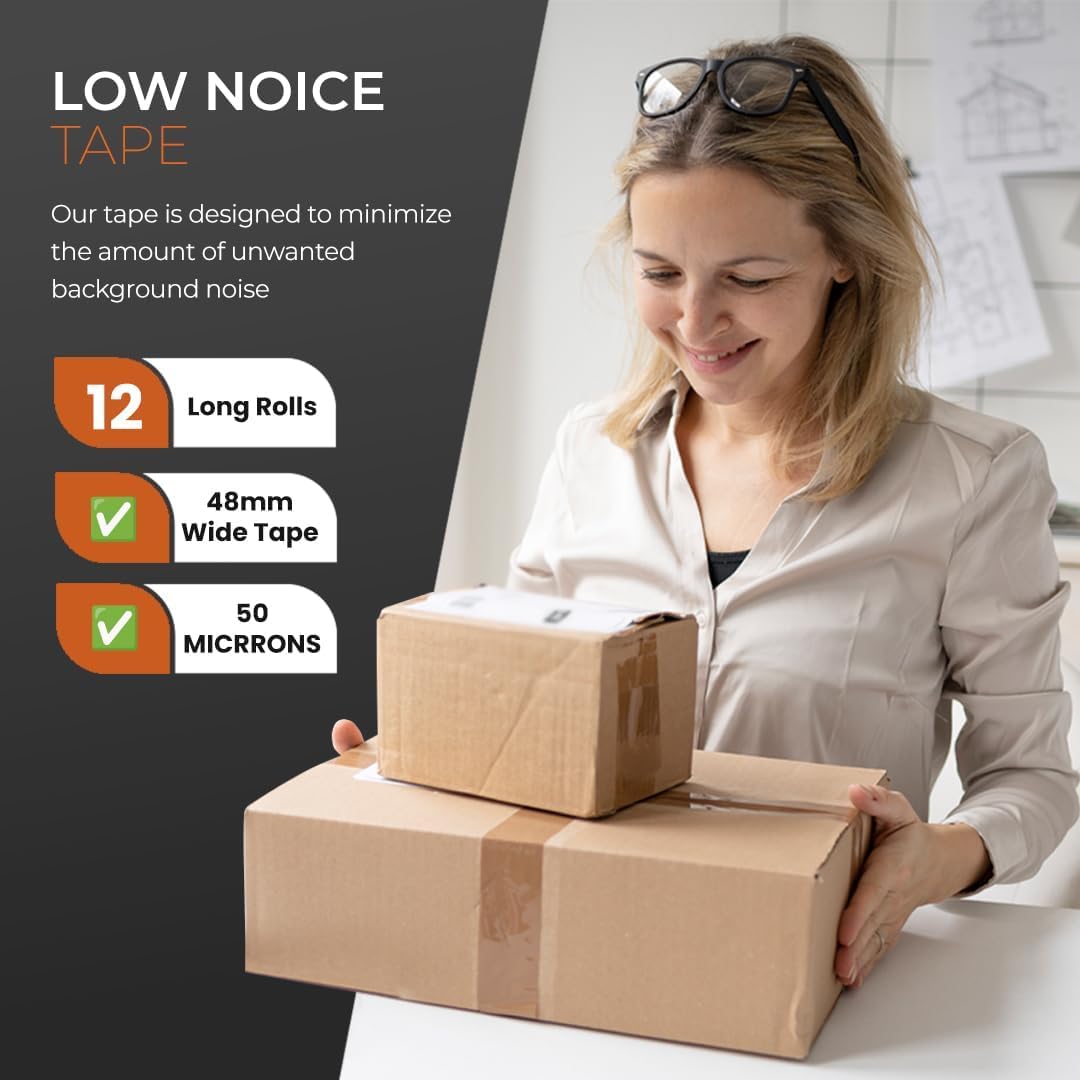 Detalle de Stick Well heavy duty brown parcel tape, 48mm x 66m (12 rolls) – low-noise packing tape