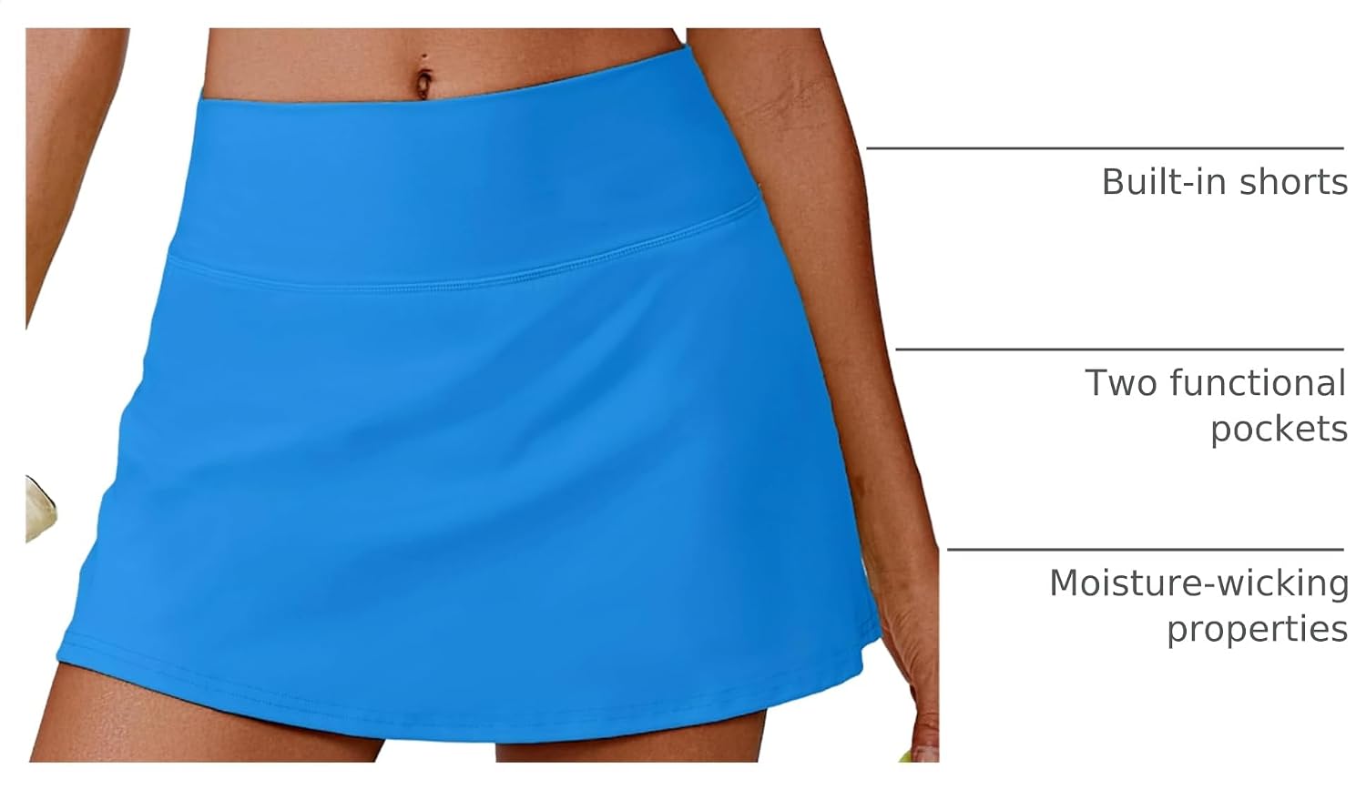 Detalle 2 de PINSPARK Women’s Tennis Skirt High Waisted Golf Skort with 2 Pockets – Stretchy Athletic Showpiece for Tennis, Pickleball, and More