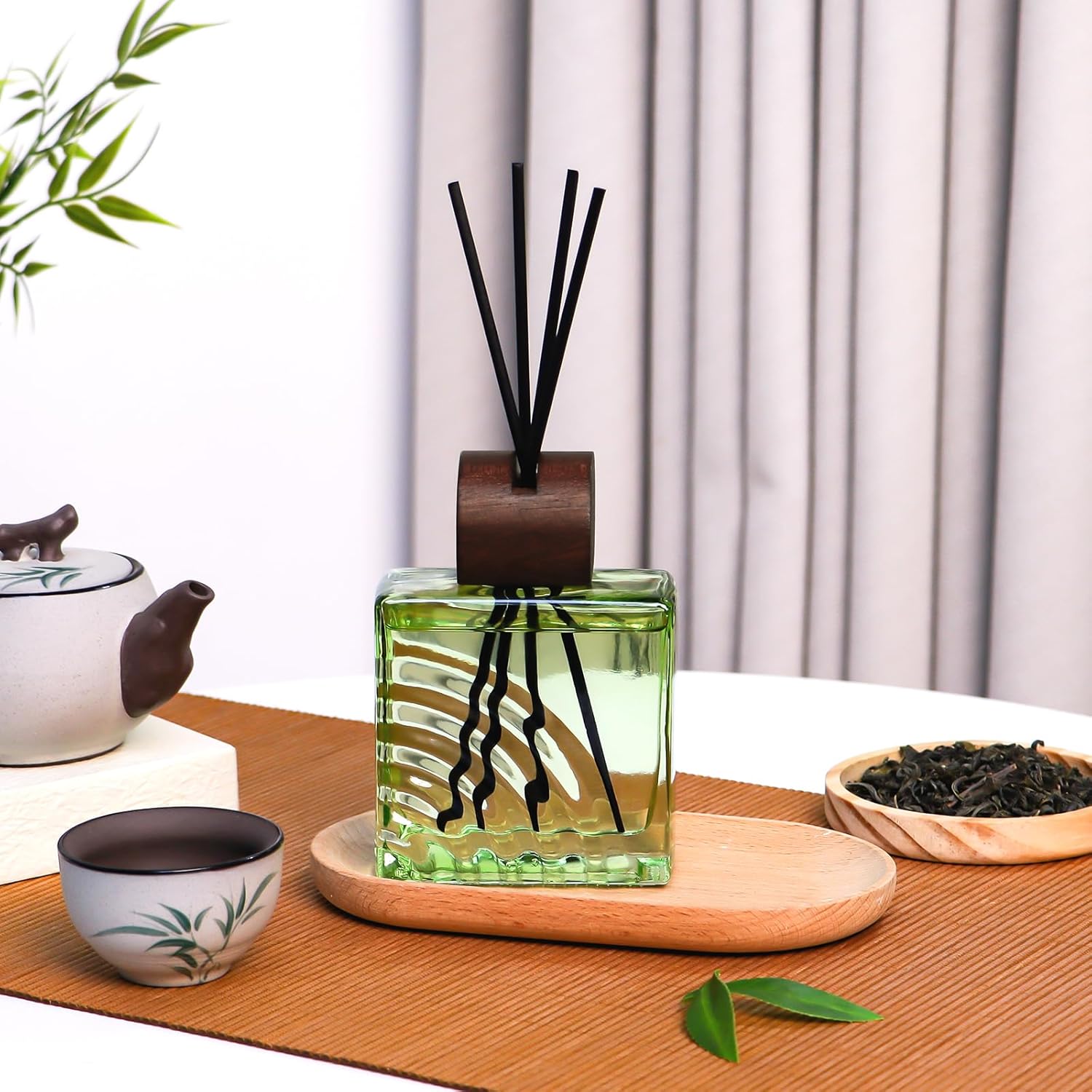 Detalle de DIUFJAG 200 ml Darjeeling Tea diffusore per ambienti con 8 bacchette aromatiche
