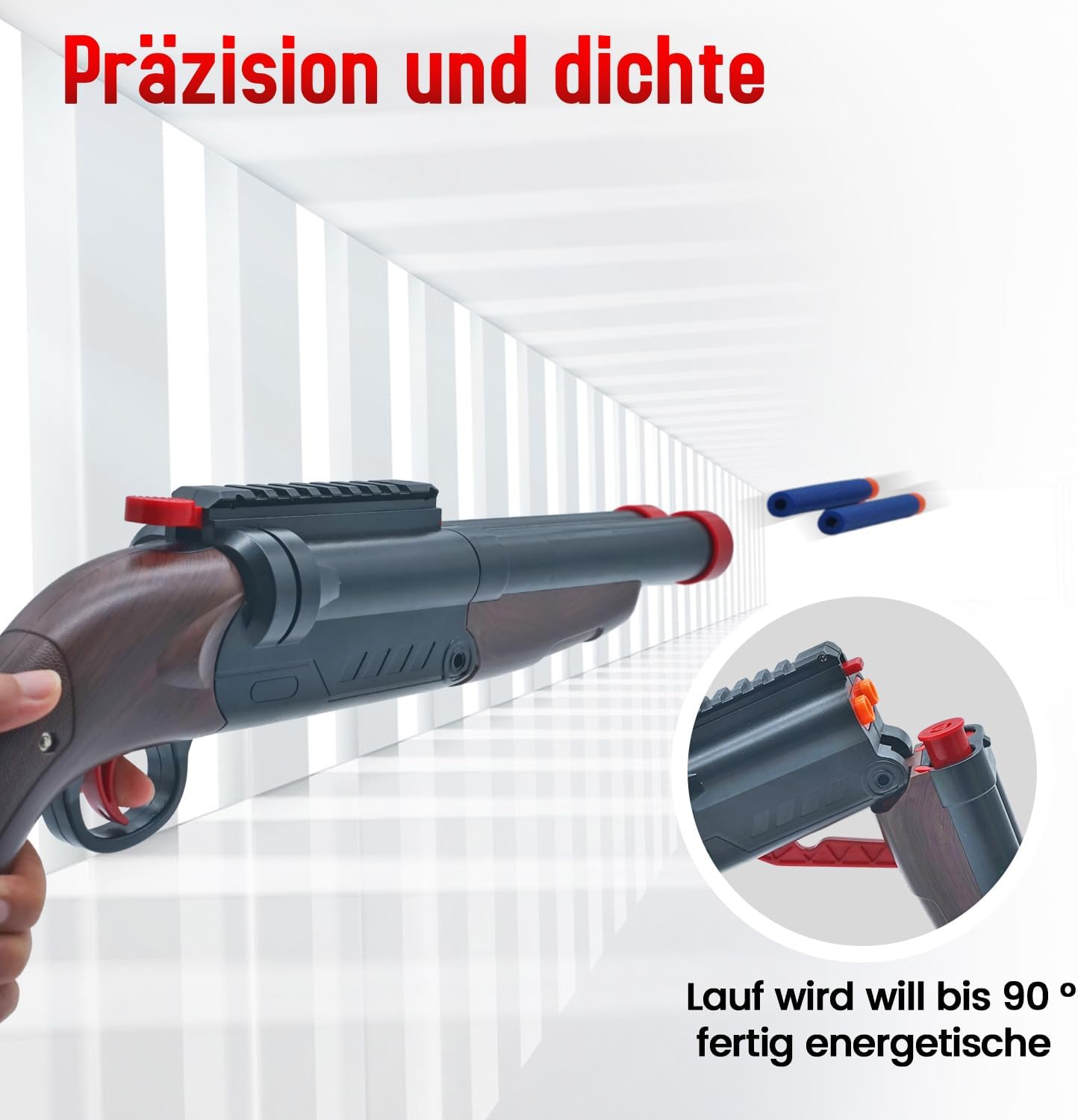 Detalle 2 de Double Barrel Soft Bullet Shot Spielzeug Schaum Blaster mit Shell Auswerfen – 2 in 1 Schaum Dart Blaster (6+)