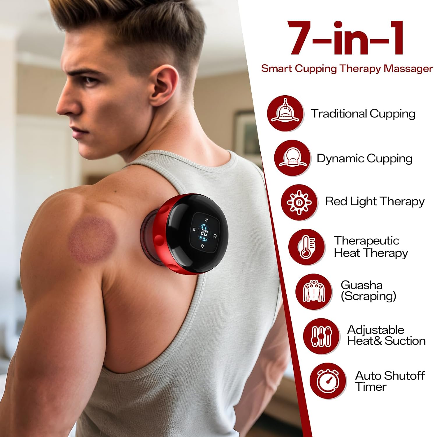 Thumbnail 4 de 2 Pack Smart Cupping Therapy Massager (7-in-1) with Red Light & Heat, 12 Suction Levels and 12 Heat Levels