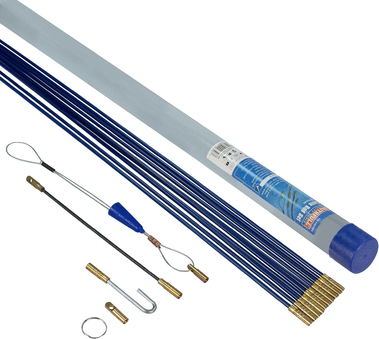 Detalle de Faithfull Cable Access Rod & Accessories Kit – 15 Pieces (10 x 1000mm Rods, 10m Total)