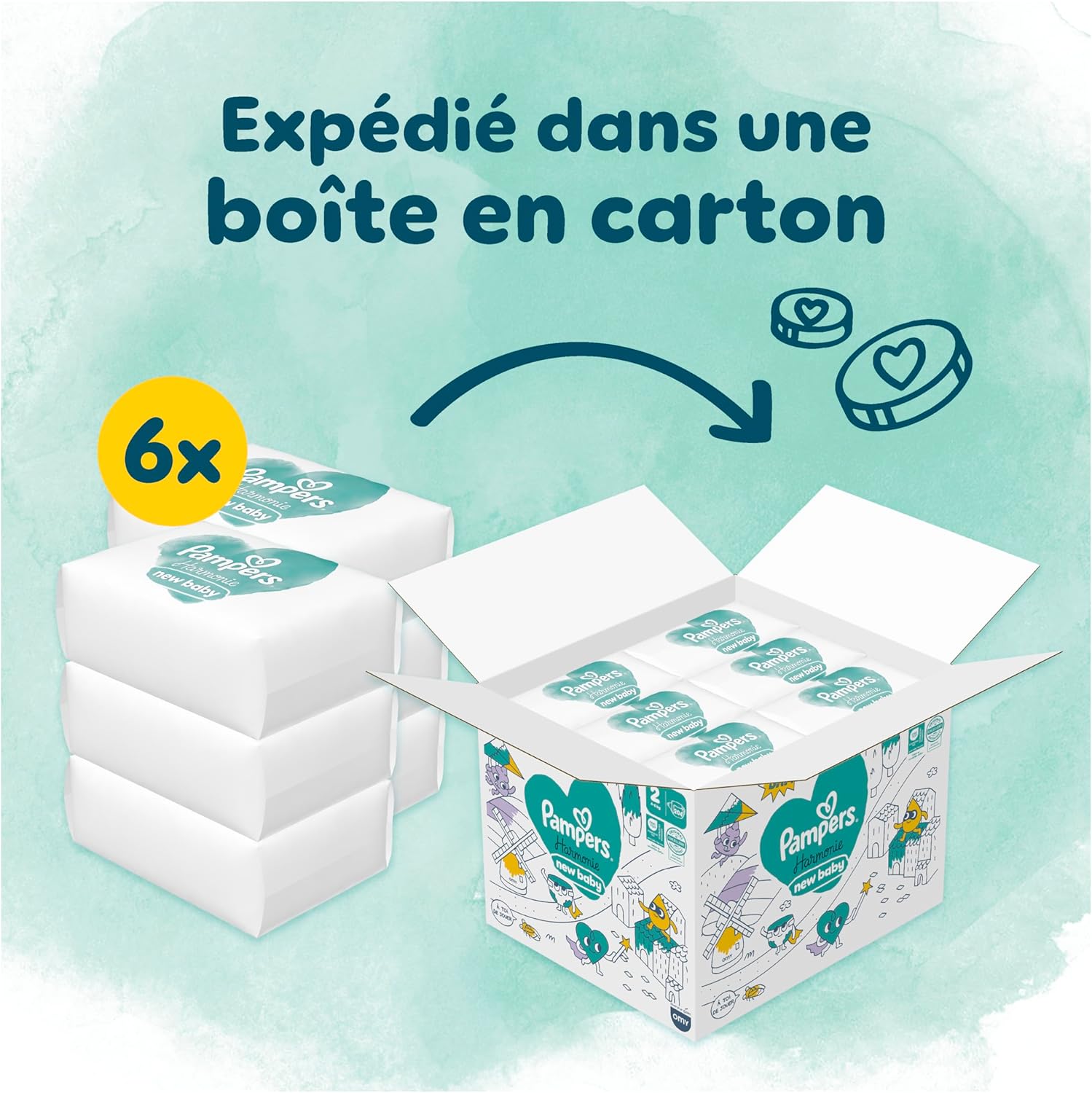 Detalle de Pampers Harmonie Couches Édition Limitée – Taille 2, 204 couches