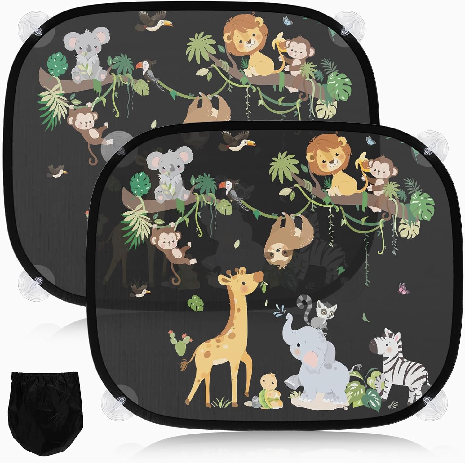 Thumbnail 1 de 2er-Set Sonnenschutz Auto Baby UV-Schutz mit 8 Saugnäpfen – 45 x 36,5 cm, Waldtiere