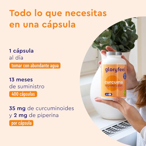 Detalle 2 de Cúrcuma Curcumina con Pimienta Negra - 400 Caps 🍵