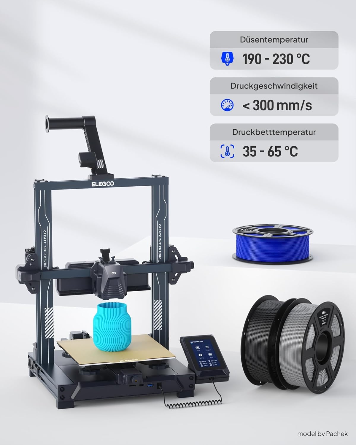 Thumbnail 4 de ELEGOO PLA Filament 1,75 mm Grau (2 kg Spule) – Maßgenauigkeit bis ± 0,02 mm