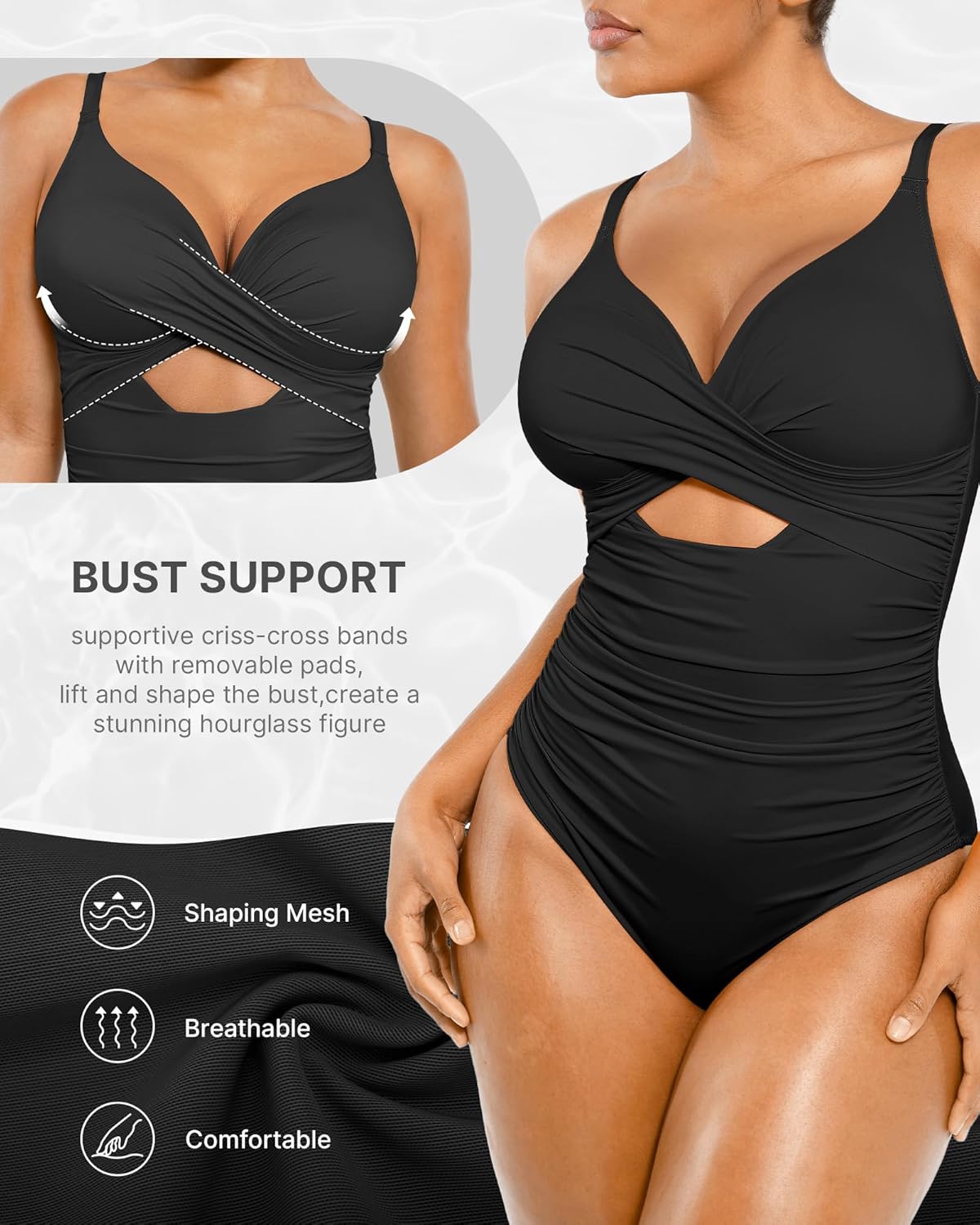 Detalle de SHAPELLX tummy control one-piece swimsuit