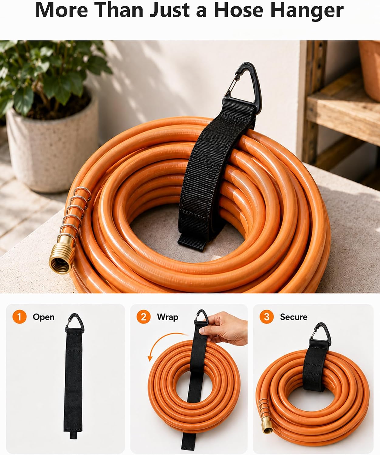 Detalle de BIJOKETTEN Hose Holder-1Pack-Black Wall-Mount Metal Garden Hose Holder
