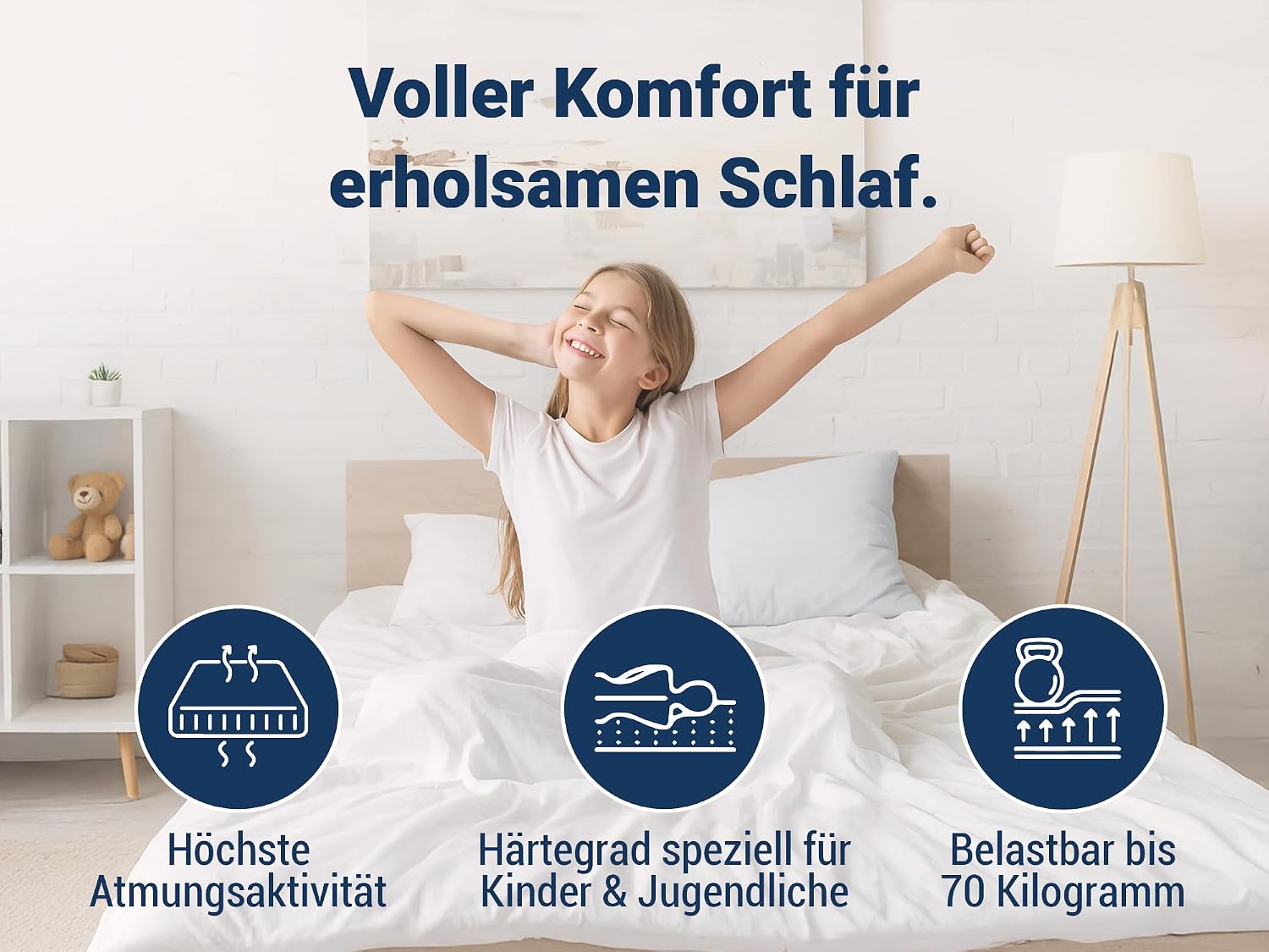 Thumbnail 2 de Betten-ABC Matratze für Kinder & Jugendliche 90x200 cm – Kaltschaum, Öko-Tex, abnehmbarer Waschbezug