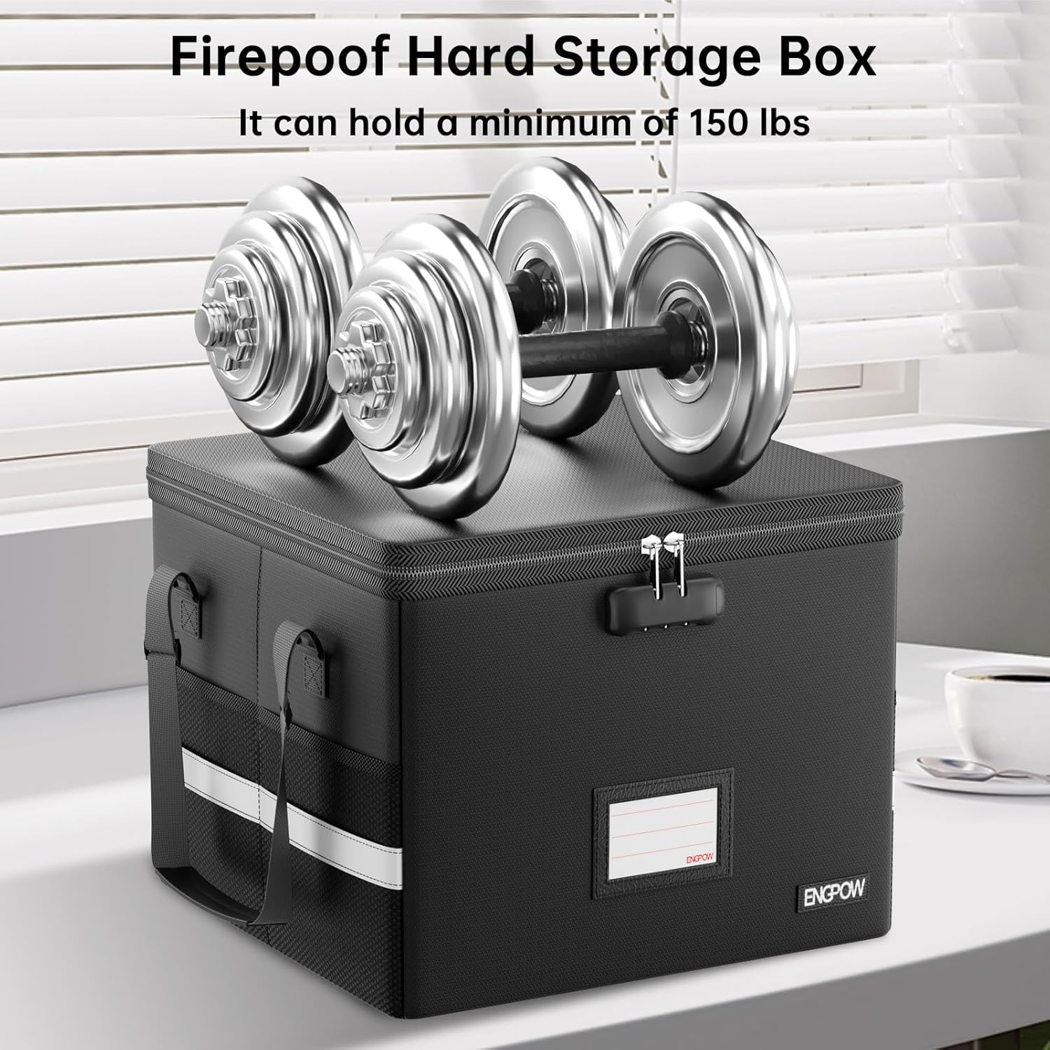 Detalle de ENGPOW EG086 Fireproof Document Box, 36L Lockable Letter/Legal File Storage