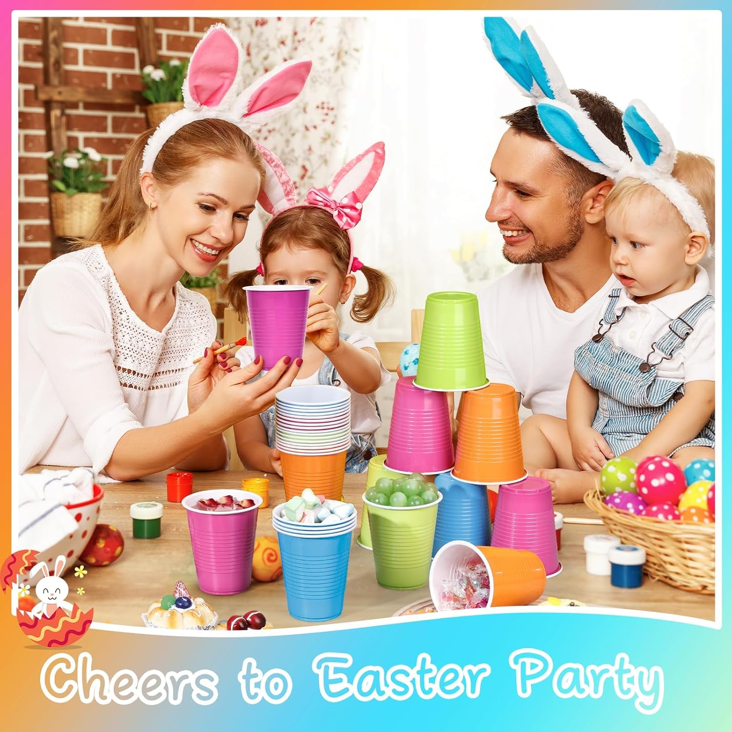 Detalle de KesaPlan D-511 18 oz Disposable Plastic Party Cups, 100 Pack, 4 Colours