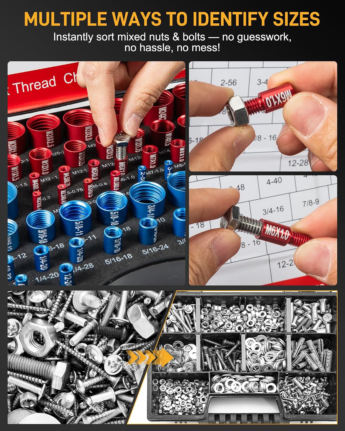 Detalle de Miucoguier 66-Piece Thread Checker Set, 34 SAE and 32 Metric Gauges