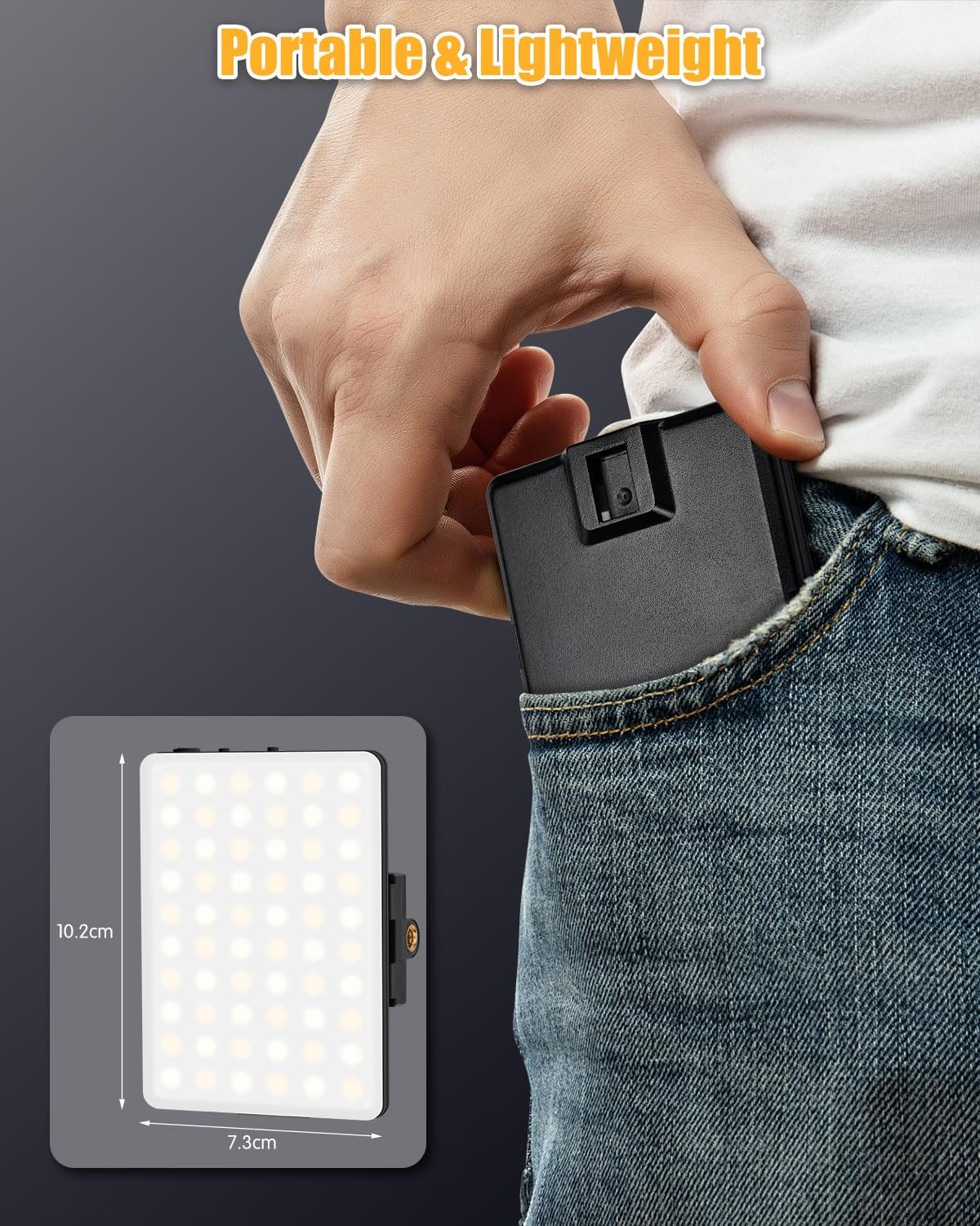 Detalle de Pakinui Selfie Licht mit 60 LED, einstellbar 2500–9500K und 3 Modi – Handylicht mit Akku
