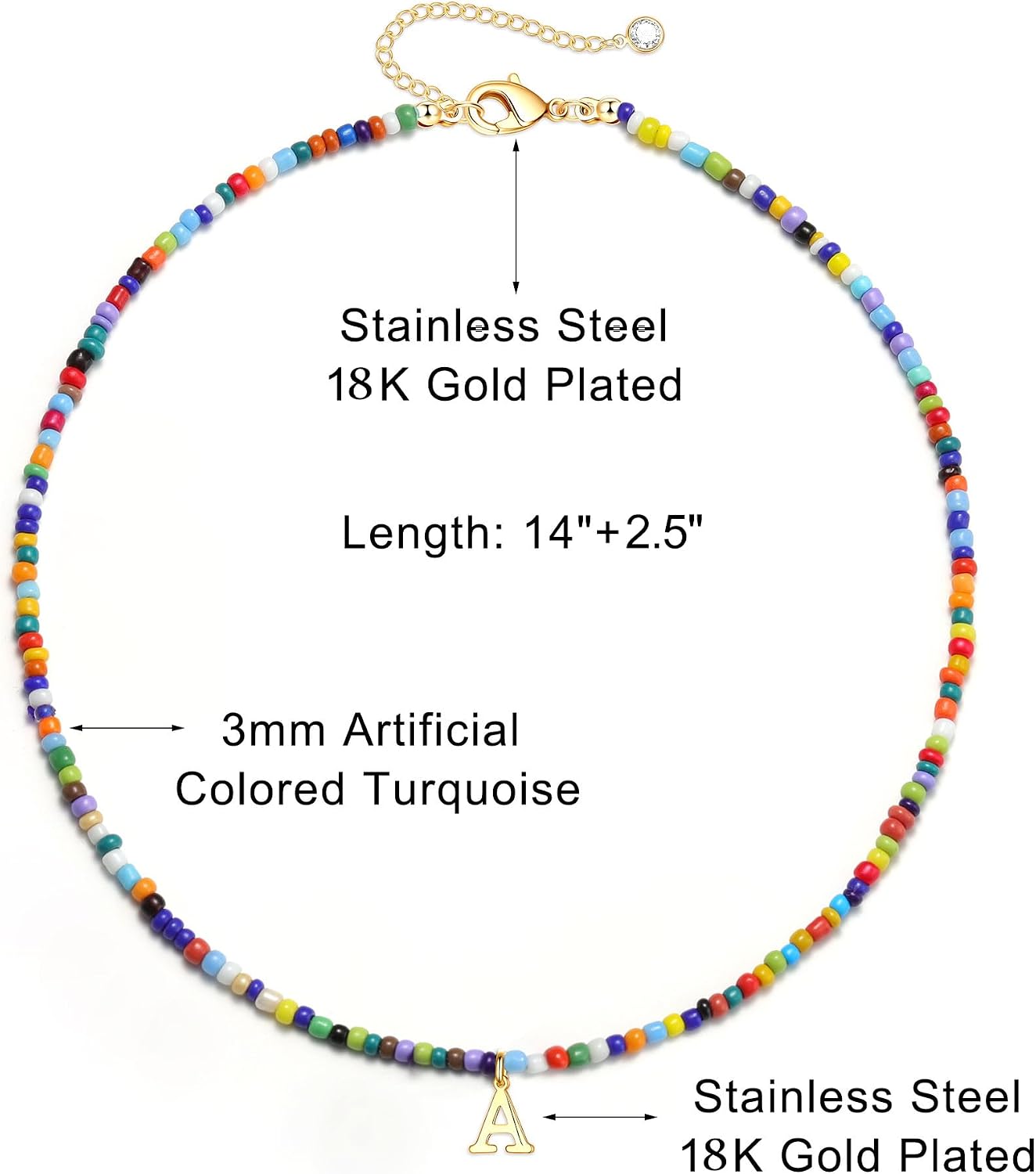 Thumbnail 4 de Yoosteel Initial Beaded Necklace 14"