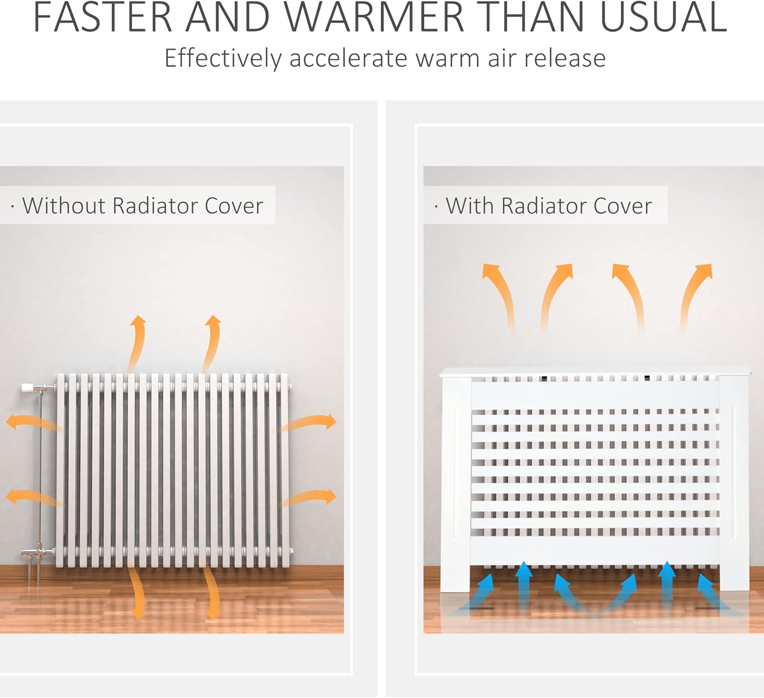 Thumbnail 4 de HOMCOM Cache-radiateur design à lattes 112x19x81 cm – MDF blanc