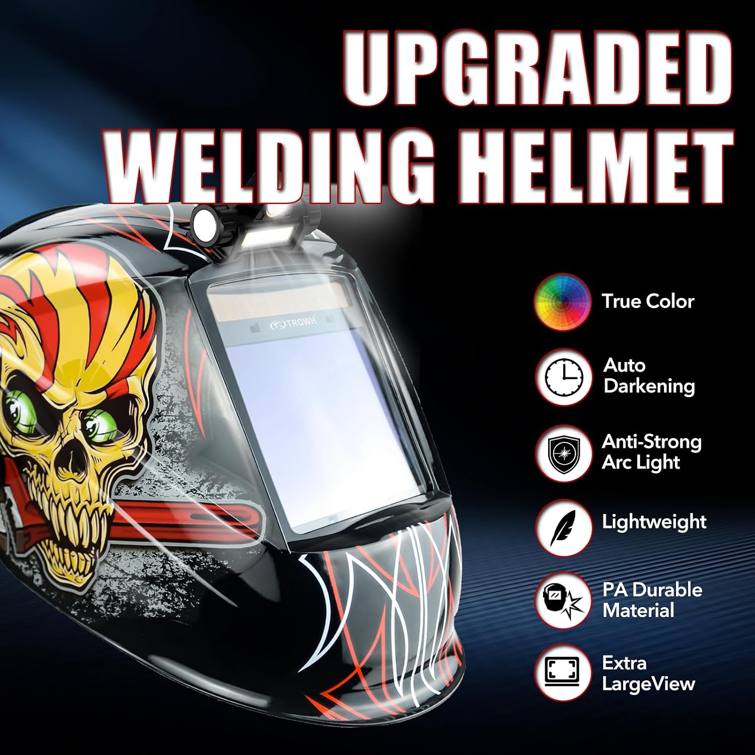 Detalle de TRQWH Auto Darkening Welding Helmet with True Colour and Large Viewing Screen