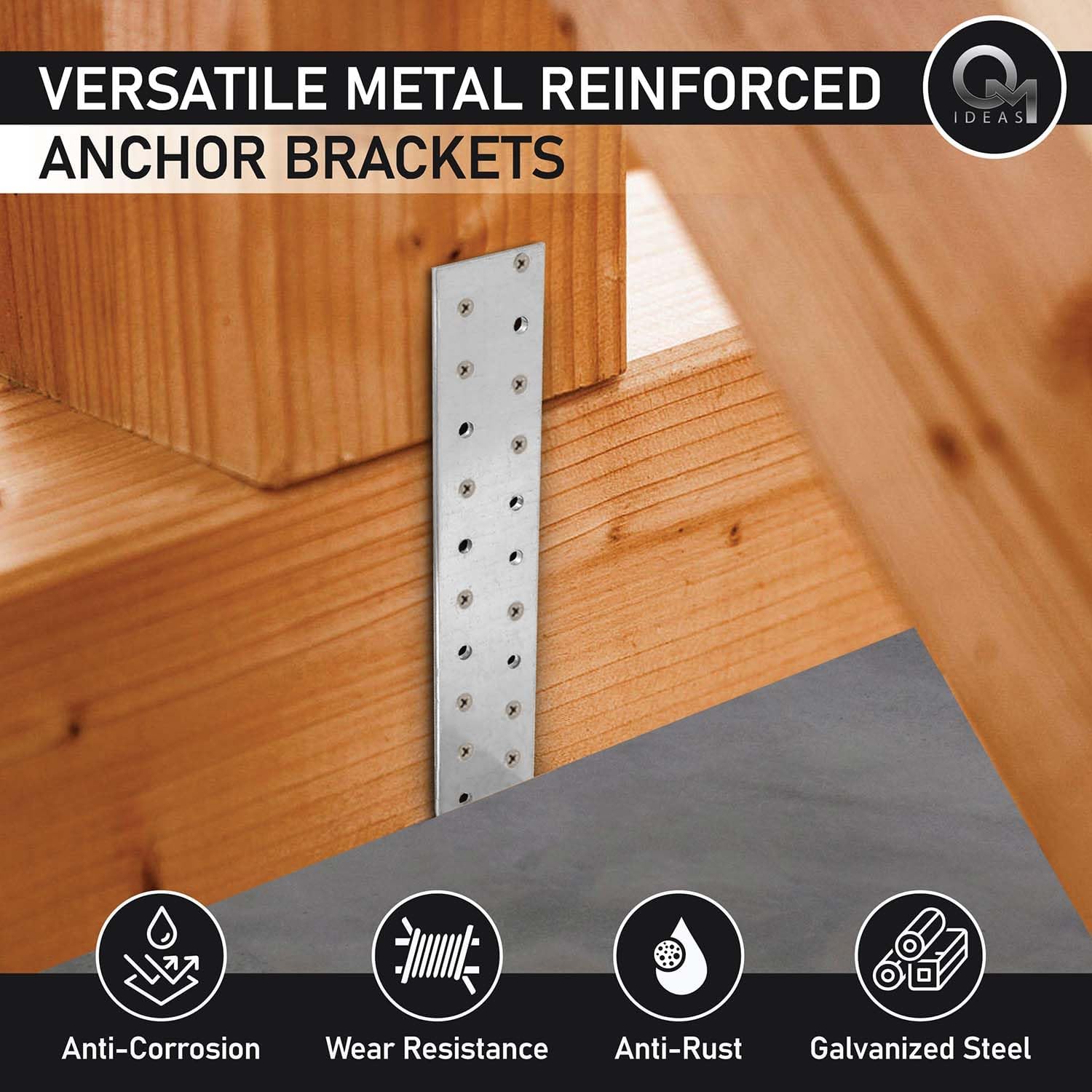 Thumbnail 2 de OMIDEAS 10 x Flachstahlanker 200 x 40 x 40 mm, Zuganker aus verzinktem Stahl