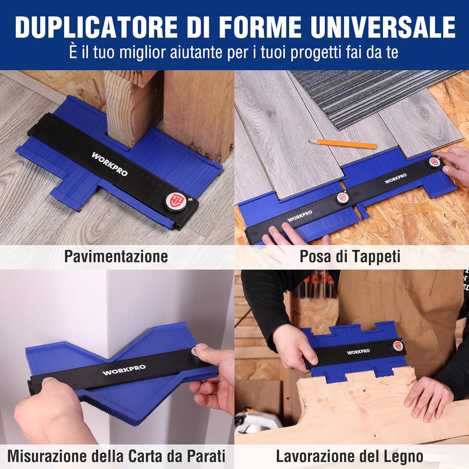 Thumbnail 6 de WORKPRO Calibro per Contorni con Blocco (25+25 cm) – Set da 2 pezzi con duplicatore di profili