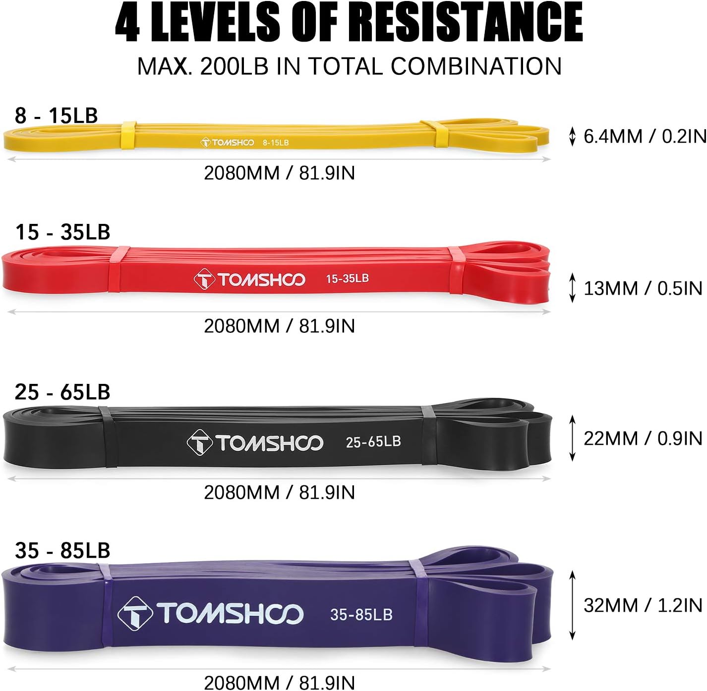 Detalle 2 de TOMSHOO Bande di Resistenza 5 livelli 208 cm