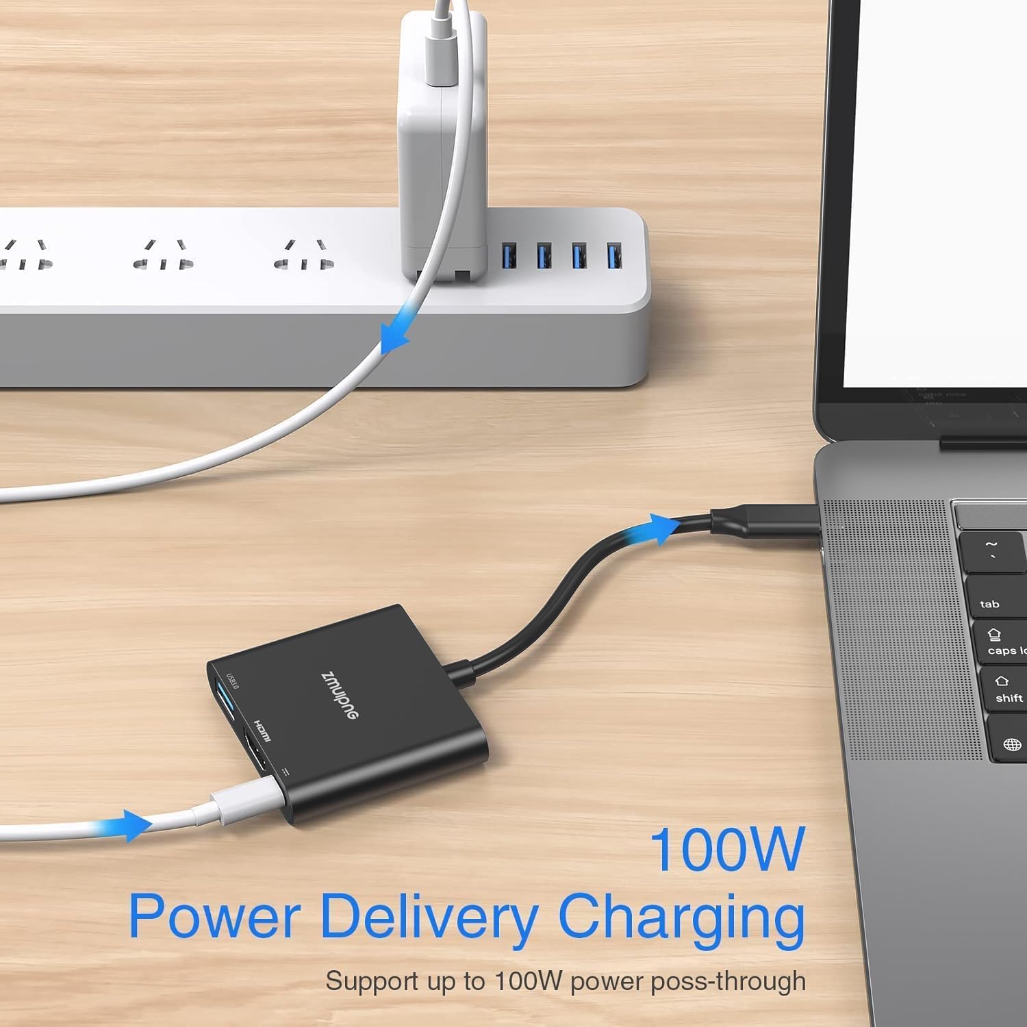 Thumbnail 4 de Black 3-in-1 USB-C to HDMI Adapter with 4K HDMI, USB 3.0 and 100W PD charging