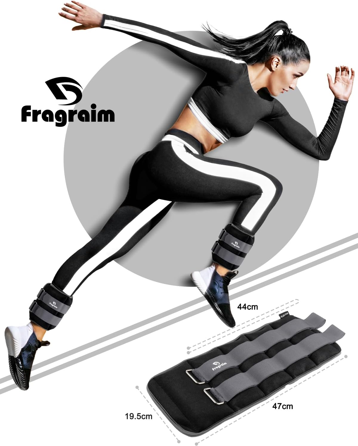 Detalle de Fragraim Gewichtsmanschetten für Fuß & Handgelenk (Paar) in 0,5 bis 10 kg – Trainingsgewichte für Gymnastik, Laufen & Bewegung