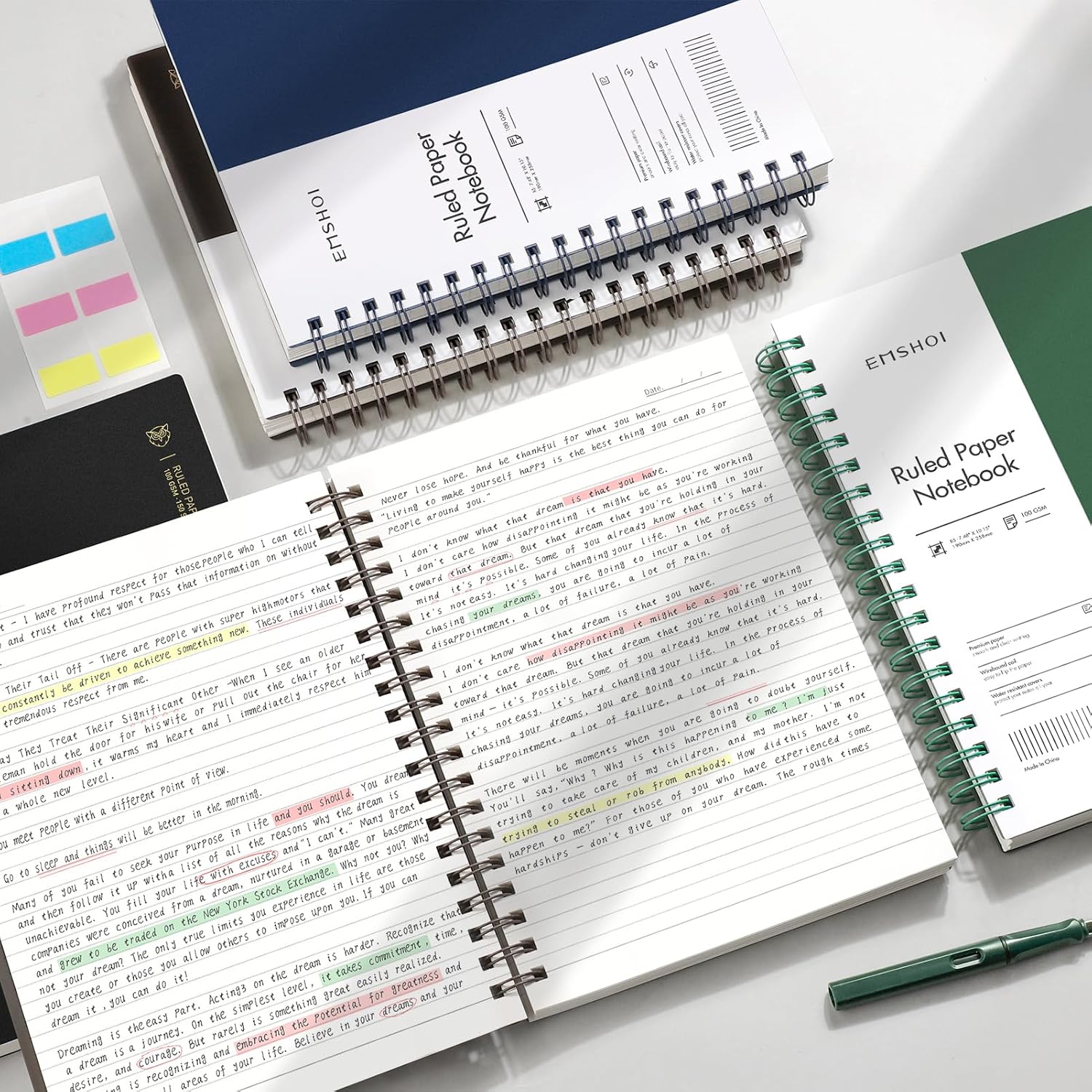 Thumbnail 5 de EMSHOI A4 Notebook College Ruled – Spiral, 300 Pages, PVC Cover, 21.5x27.9cm, Blue