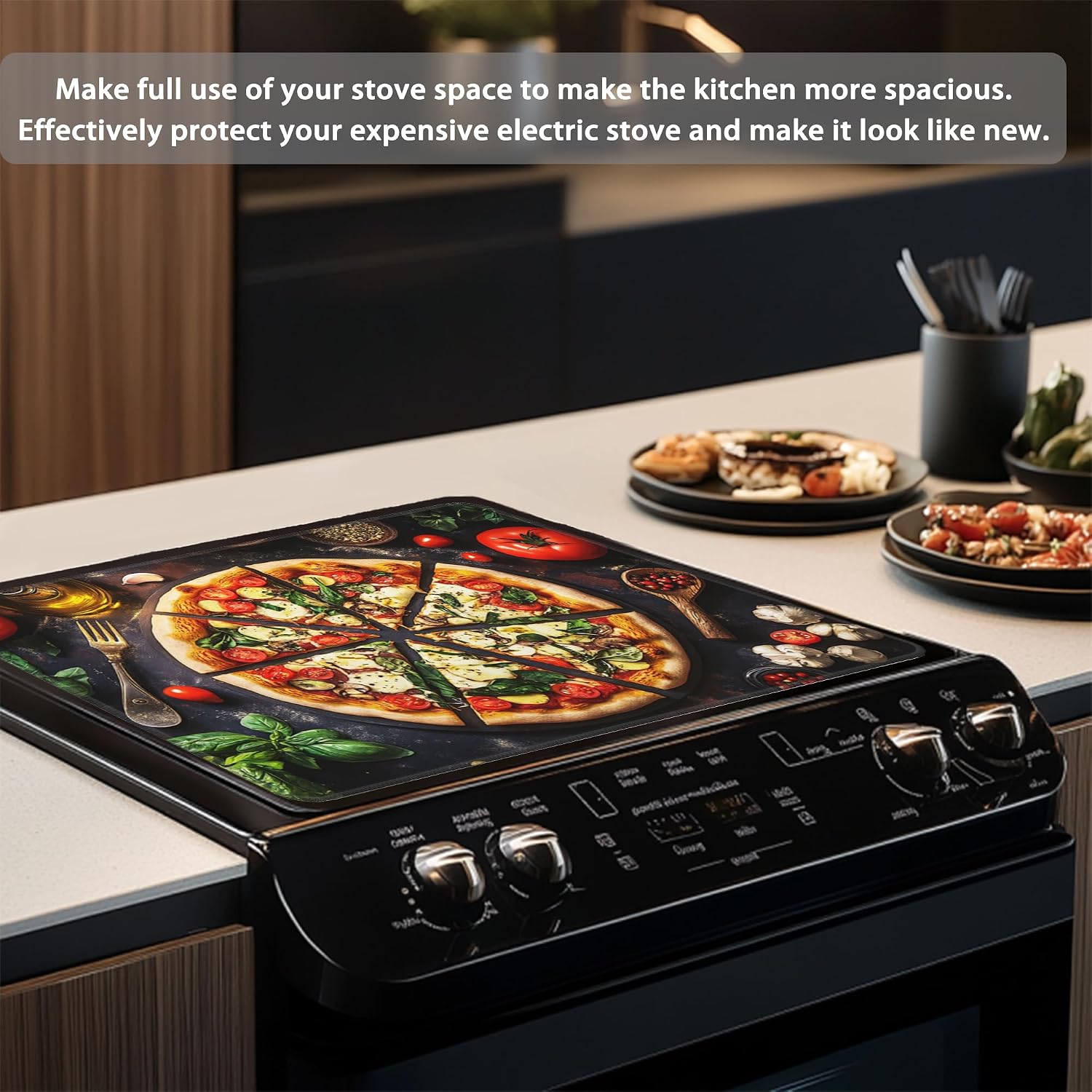 Detalle de QYWETHOD Stove Top Cover, 28.5 x 20.5-Inch Rubber Protector Mat