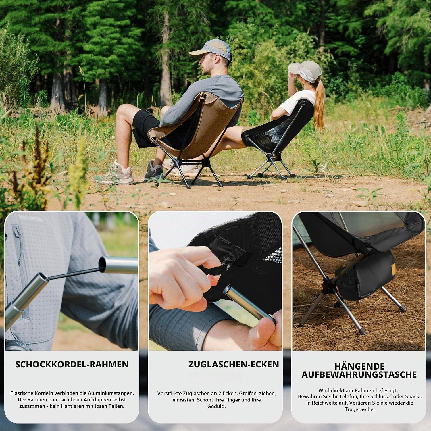 Thumbnail 6 de Naturehike Campingstuhl Faltbar – ultraleicht & kompakt (Schwarz)
